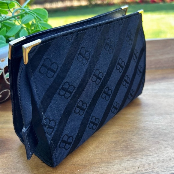 Vintage Balenciaga Paris Black Pouch Make up Bag Cosmetic Case - Picture 2 of 11